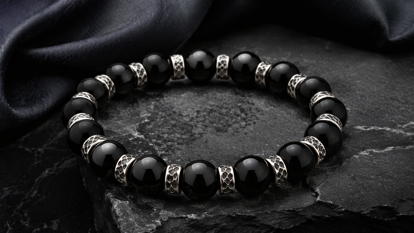 Resolve Obsidian Dragon-Spine Bracelet